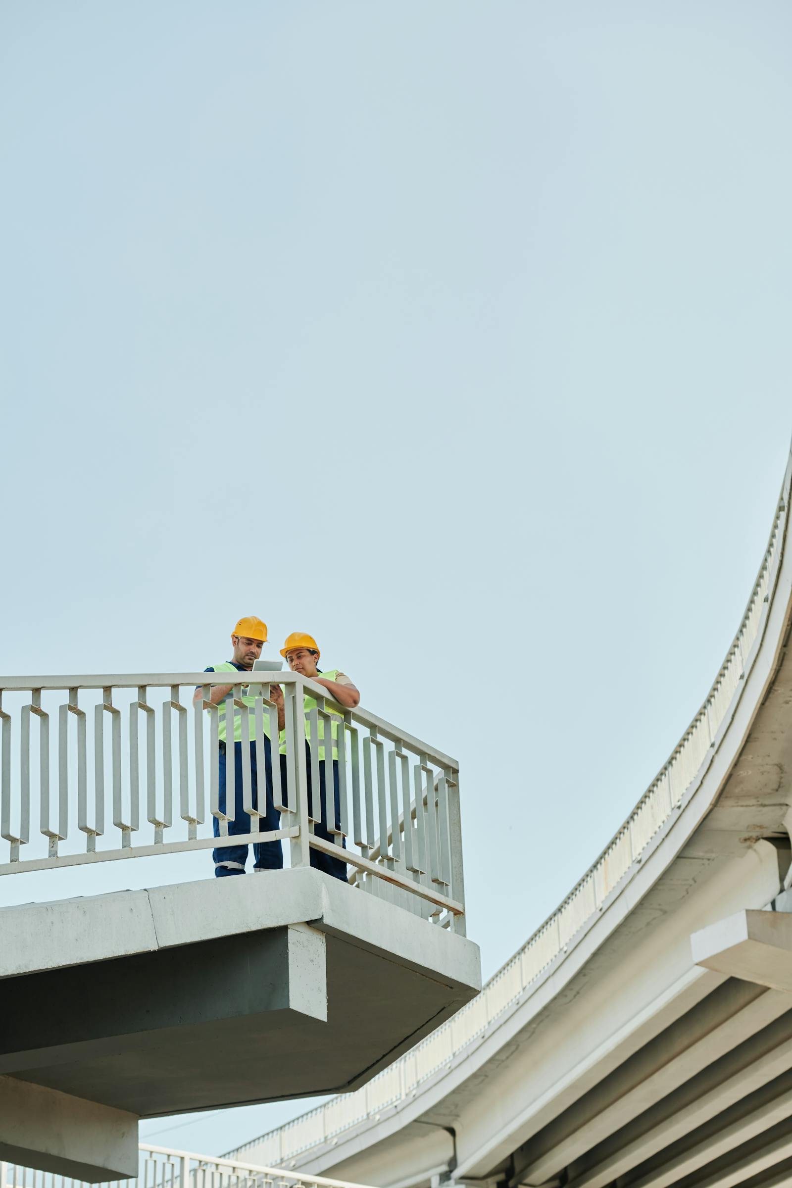 Construction engineers inspecting completed site work